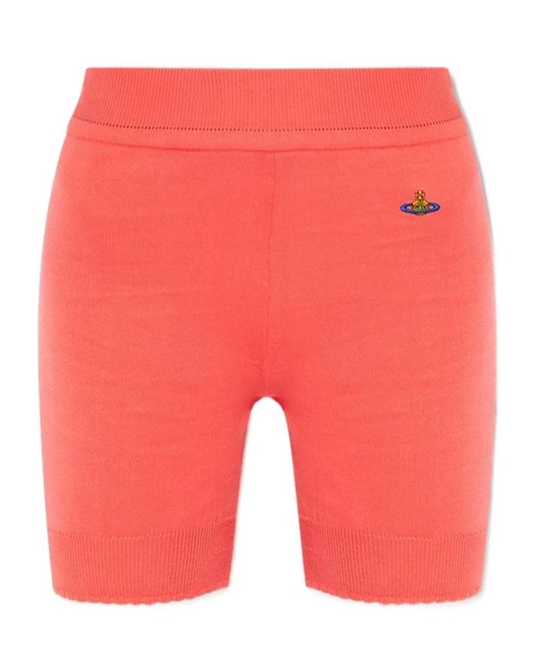 Vivienne Westwood Logo Embroidered Ribbed-Knit Stretch Shorts