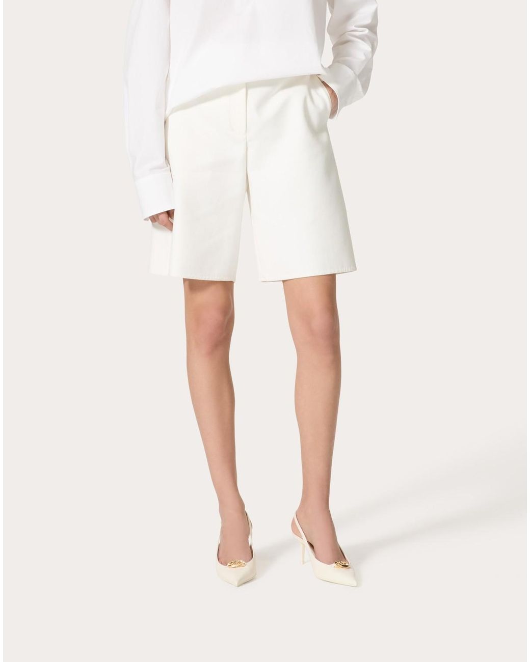 Valentino White Vlogo Signature Above-Knee Length Shorts