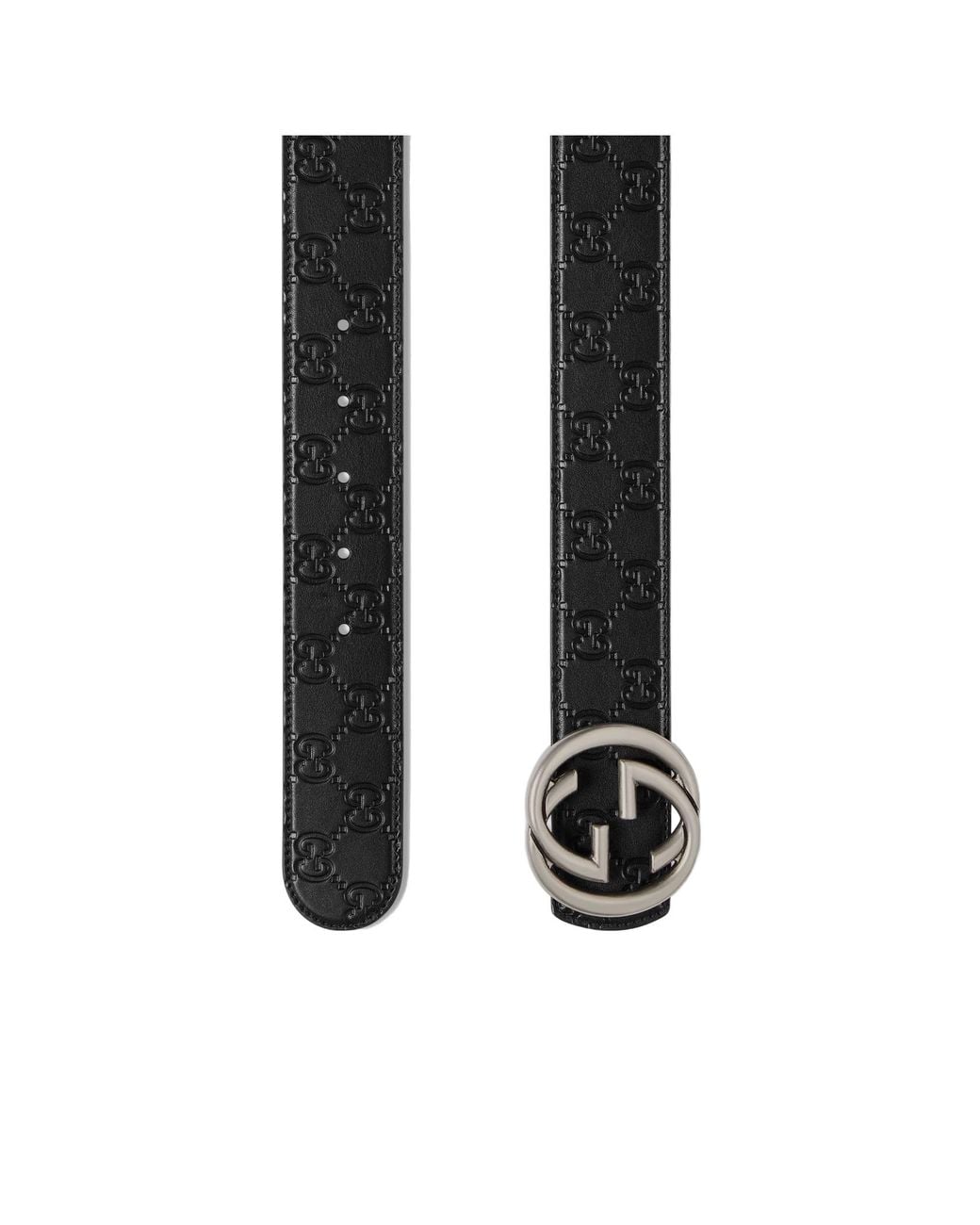 Gucci White Interlocking G Buckle Reversible Belt for men