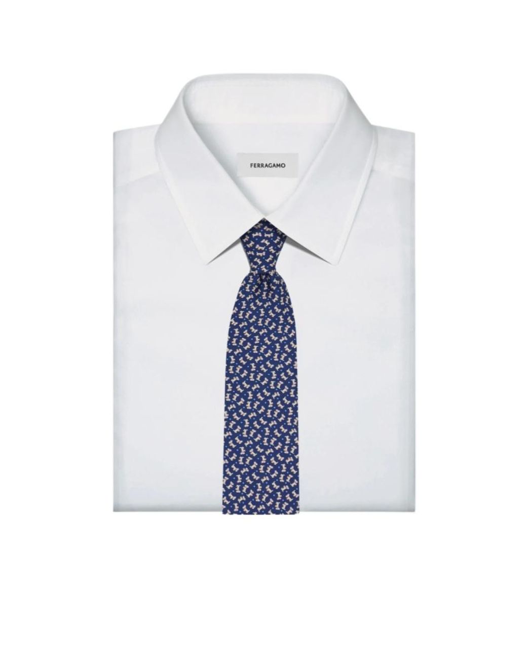 Ferragamo Blue Charlie Print Silk Tie for men