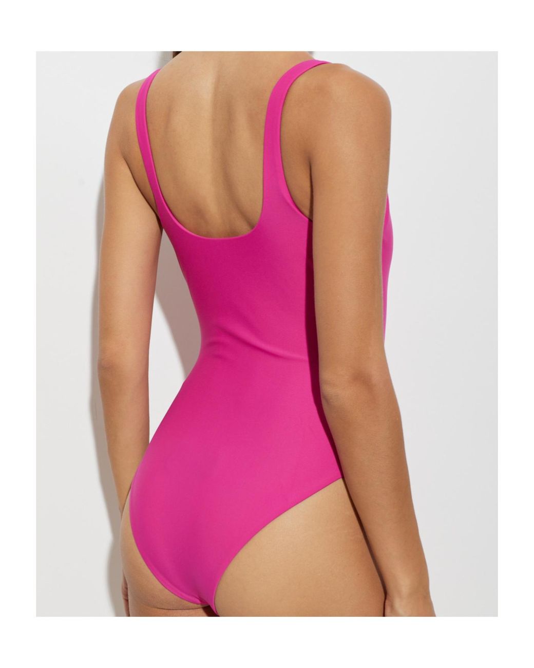 Moschino Pink Logo Engraved One-Piece Swimsuit