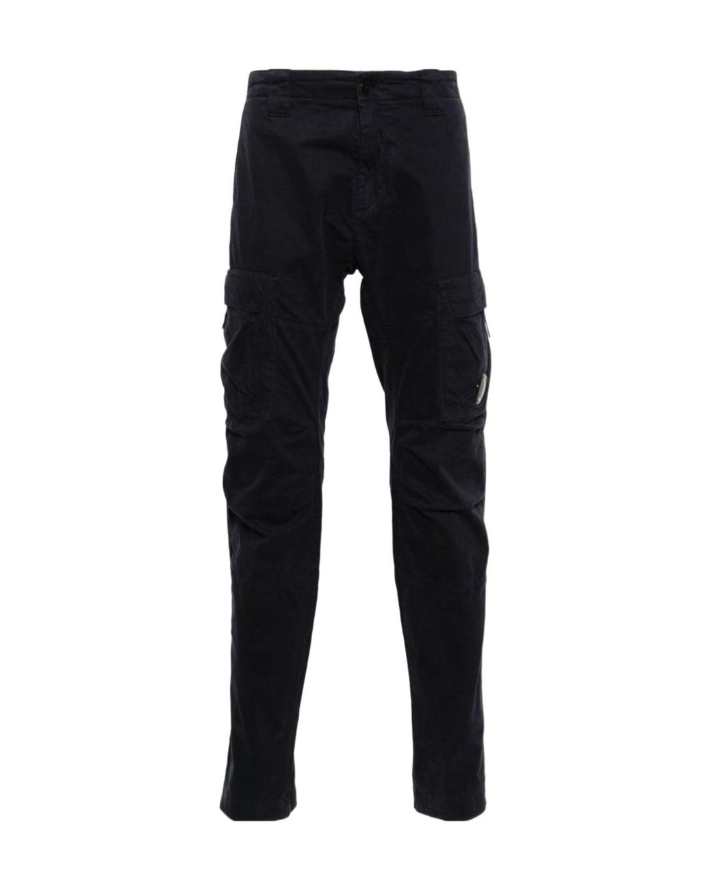 C P Company Black Stretch Sateen Ergonomic Lens Cargo Pants for men