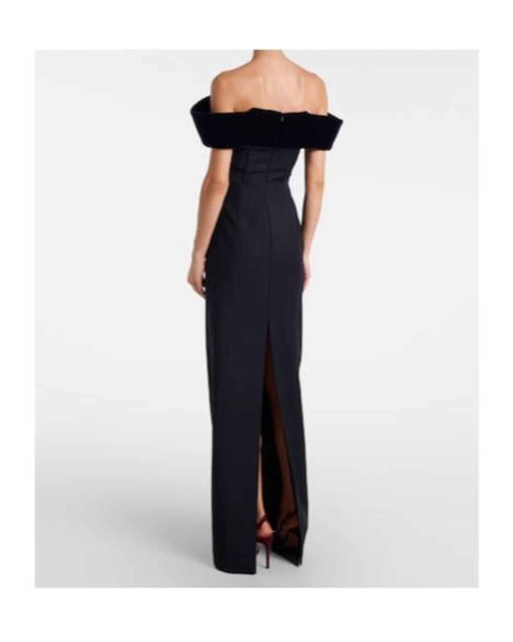 David Koma Blue Off-Shoulder Wool-Blend Bustier Gown