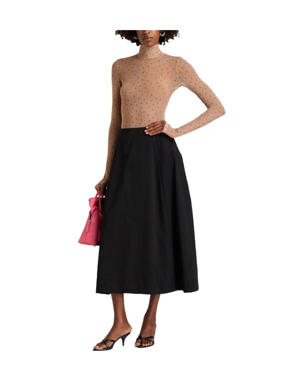 Balenciaga Black Solid-Colored Flare Skirt