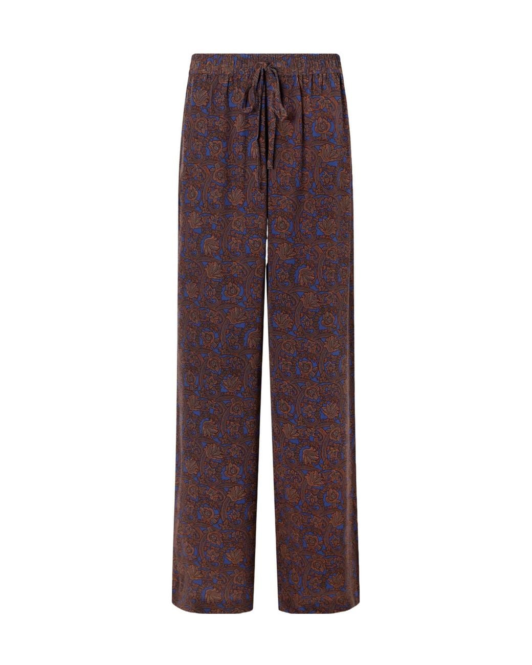 Matteau Purple Printed Silk-Crepe De Chine Straight-Leg Pants
