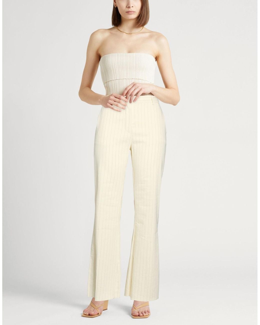 Sportmax White Vertical Striped Flared Pants