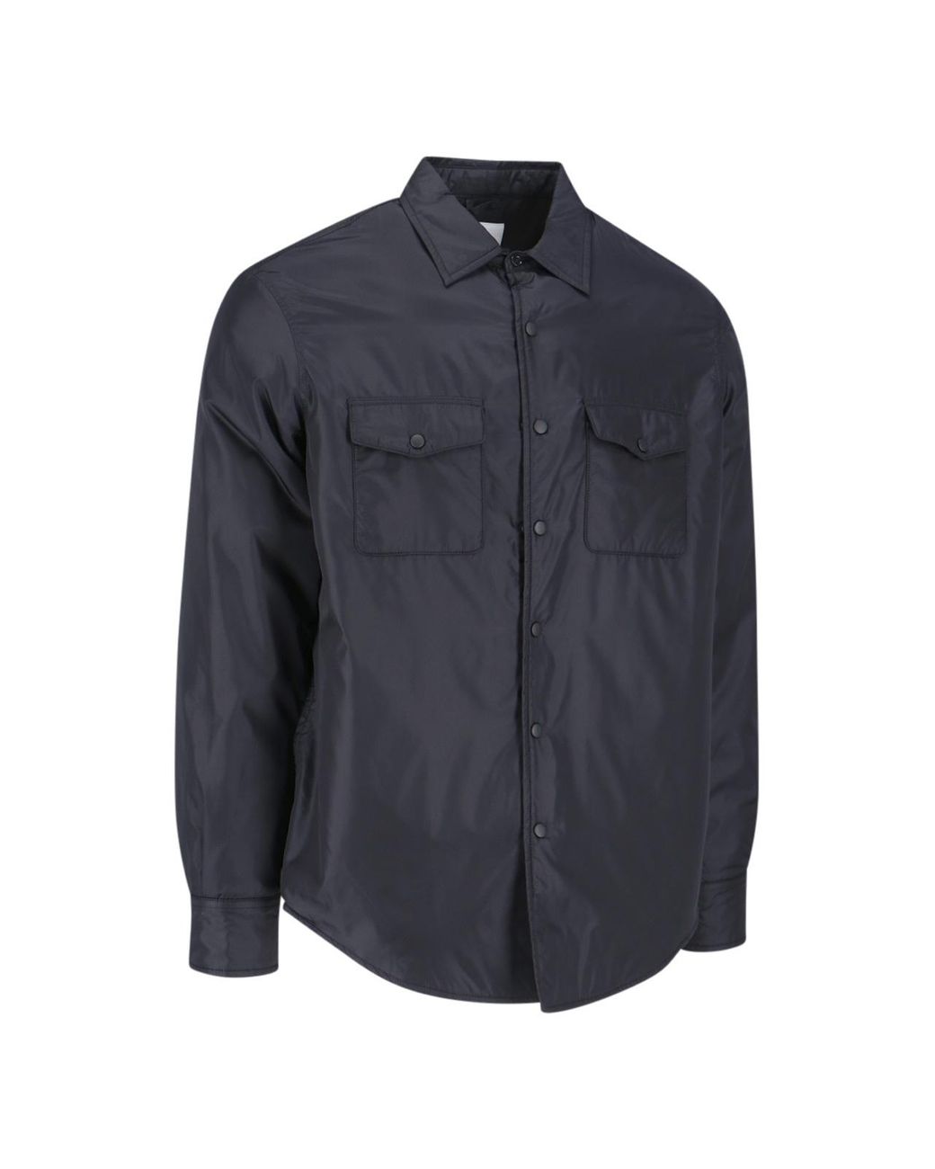 Aspesi Blue Button-Up Shirt Jacket With Chest Pockets for men