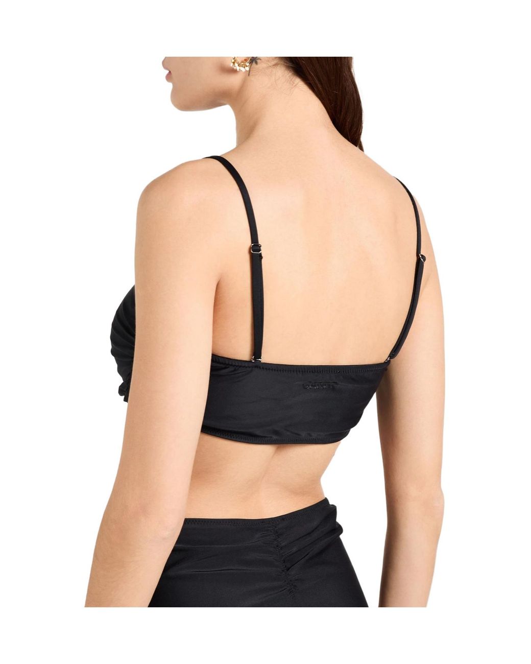 Ganni Black Minimalist Strapless Bikini