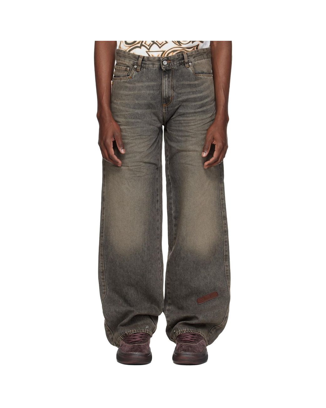 PDF CHANNEL Gray Pdf Relaxed Wide-Leg Jeans for men