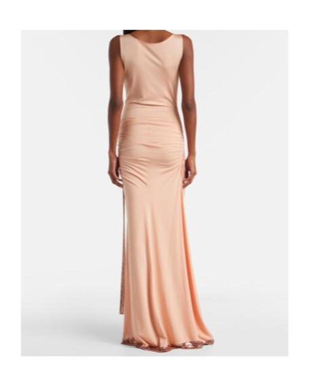 Rabanne Pink Chainmail Satin Gathered Gown