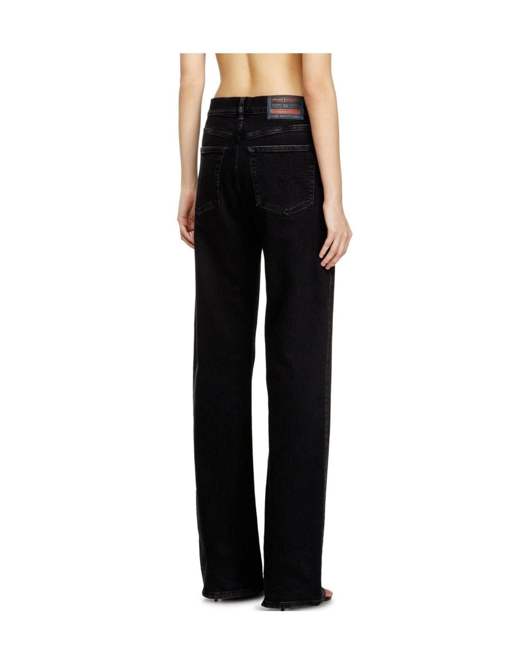 DIESEL Black Solid Color Straight Leg Jeans
