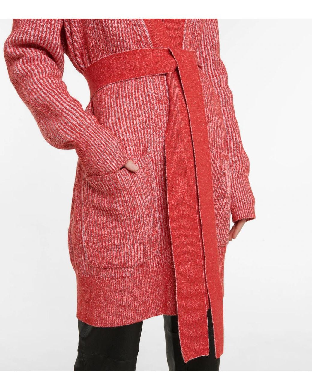 Joseph Red V-Neck Knitted Sweater With Tie