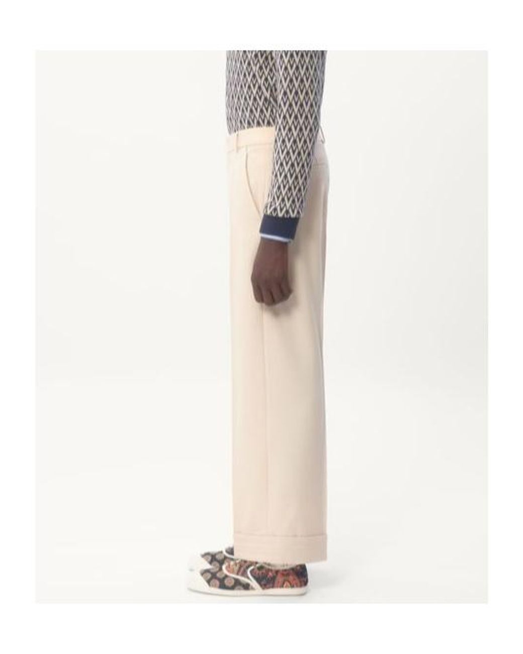 Valentino Natural Turn-Up Hem Wide Leg Trousers for men