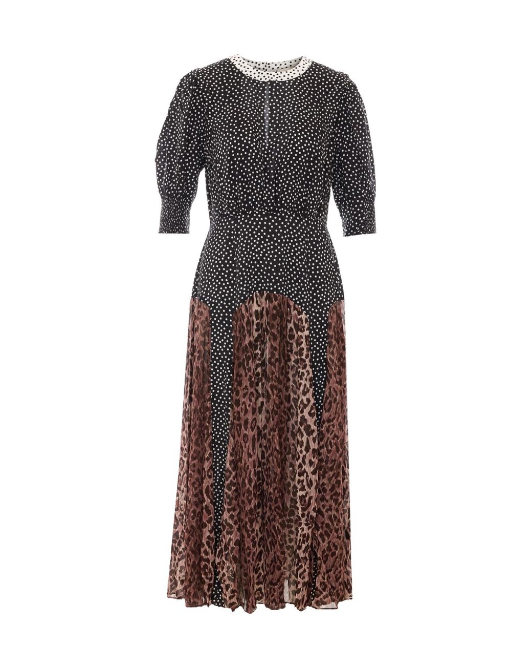 Rixo Brown Polka Dot Leopard Maxi Dress