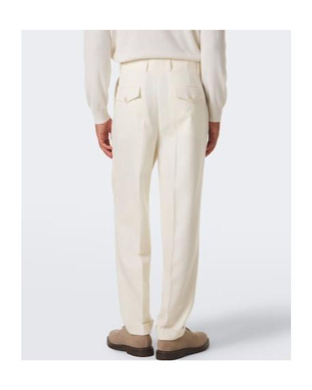 Brunello Cucinelli White Straight-Leg Pleated Casual Pants for men