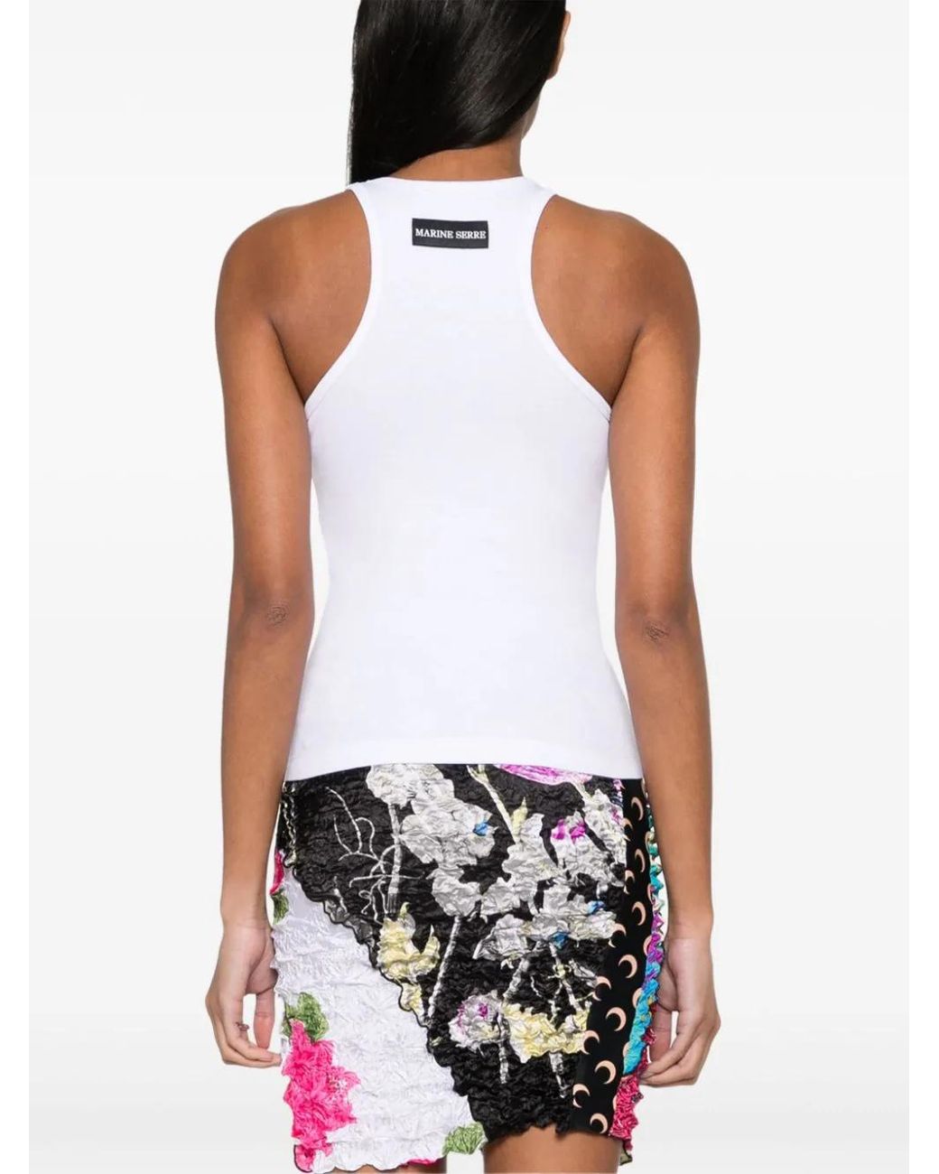 MARINE SERRE White Crescent Moon Embroidered Sleeveless Tank Top