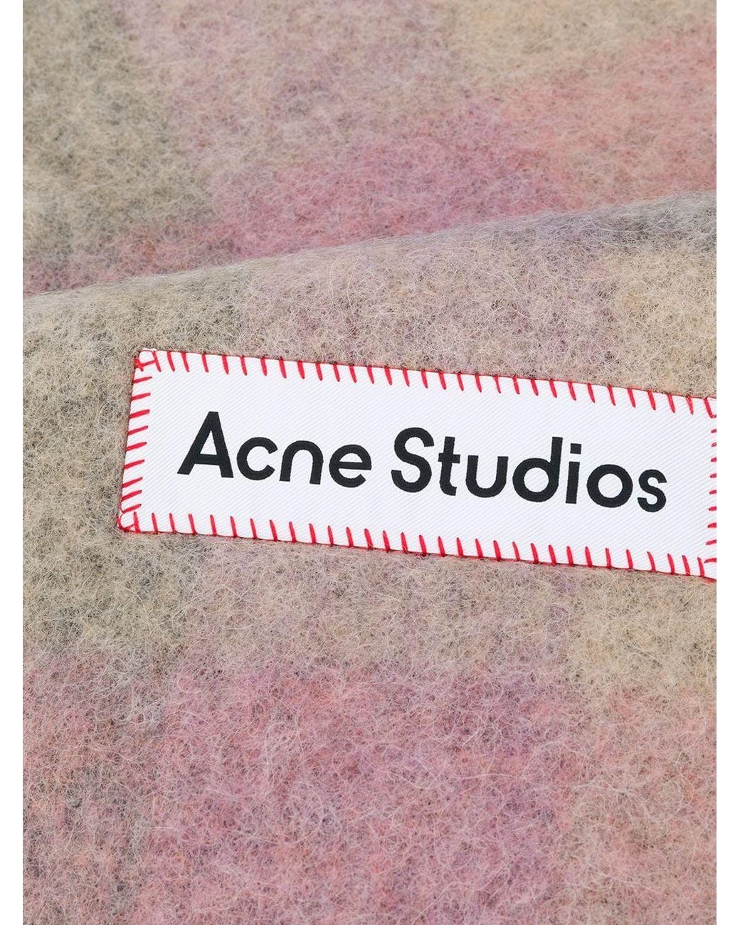 Acne Pink Logo Patch Checked Scarf for men
