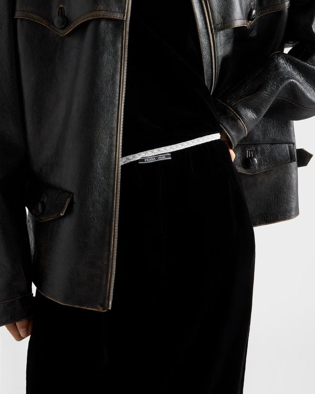Prada Black Midi Velvet Skirt