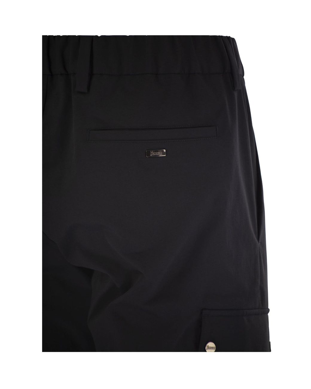 Herno Black Elastic Waist Casual Pants for men