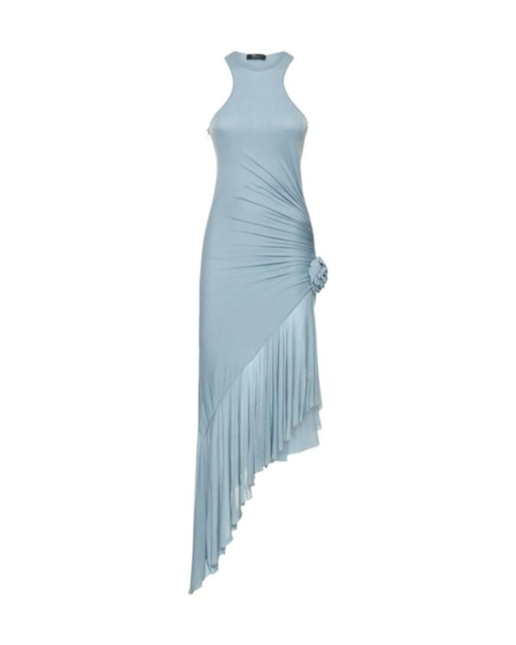 Blumarine Blue Viscose Jersey Draped Midi Dress