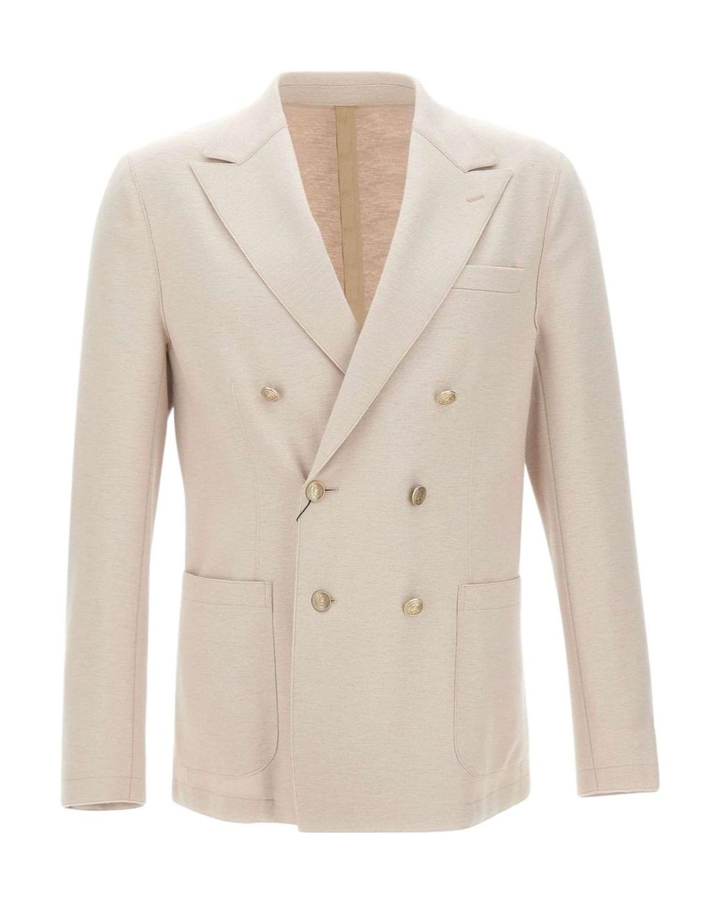 Eleventy Natural Double-Breasted Peak-Lapel Blazer for men