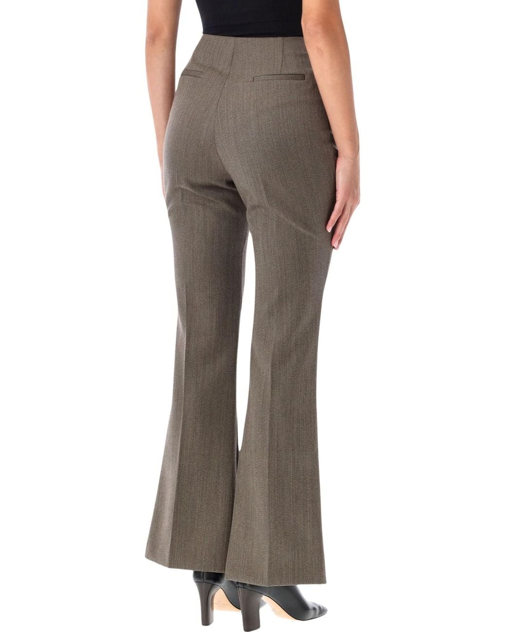 Frankie Shop Brown High-Waisted, Slightly Flared Casual Trousers