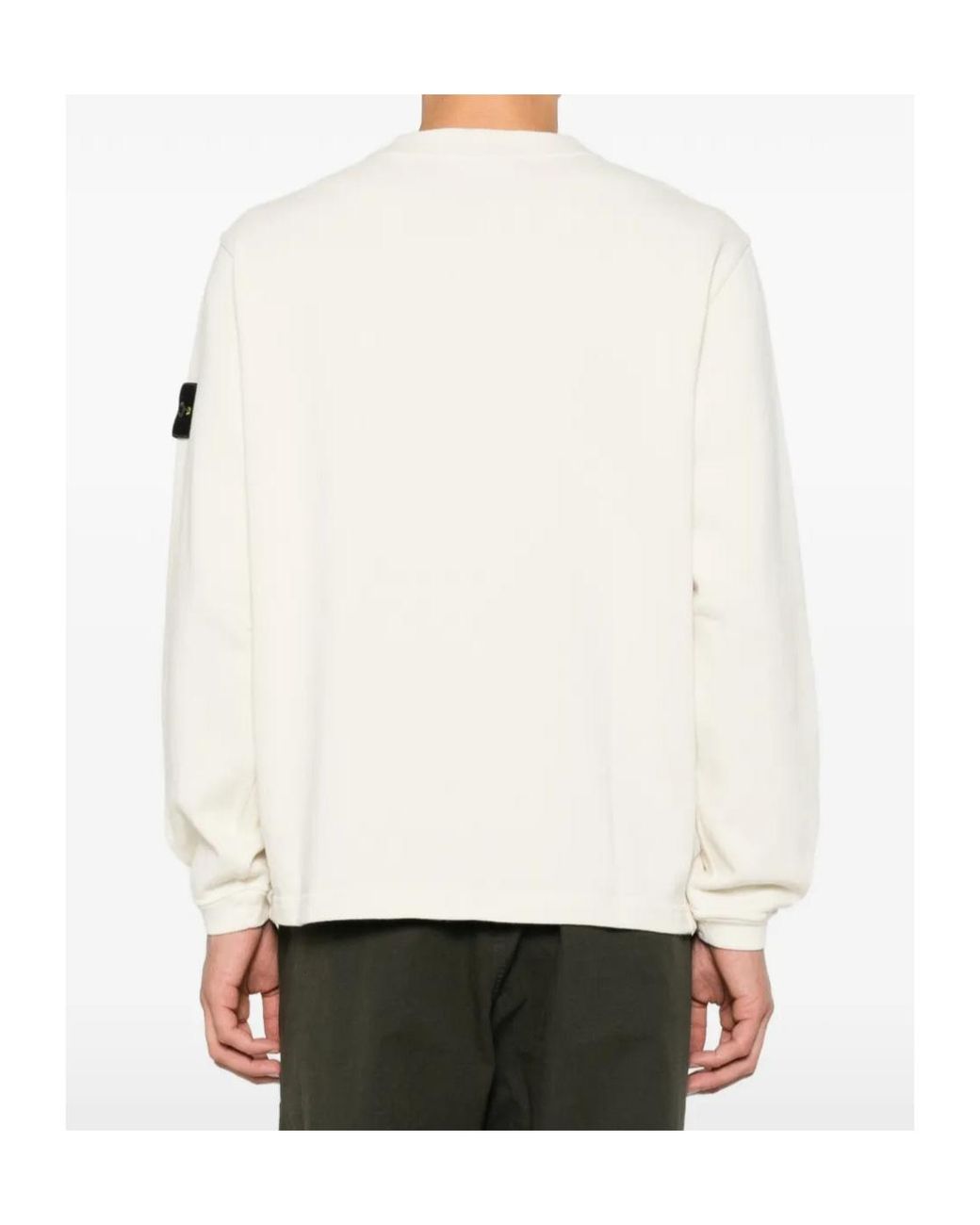 Stone Island White Logo-Patch Button-Shoulder Sweater for men
