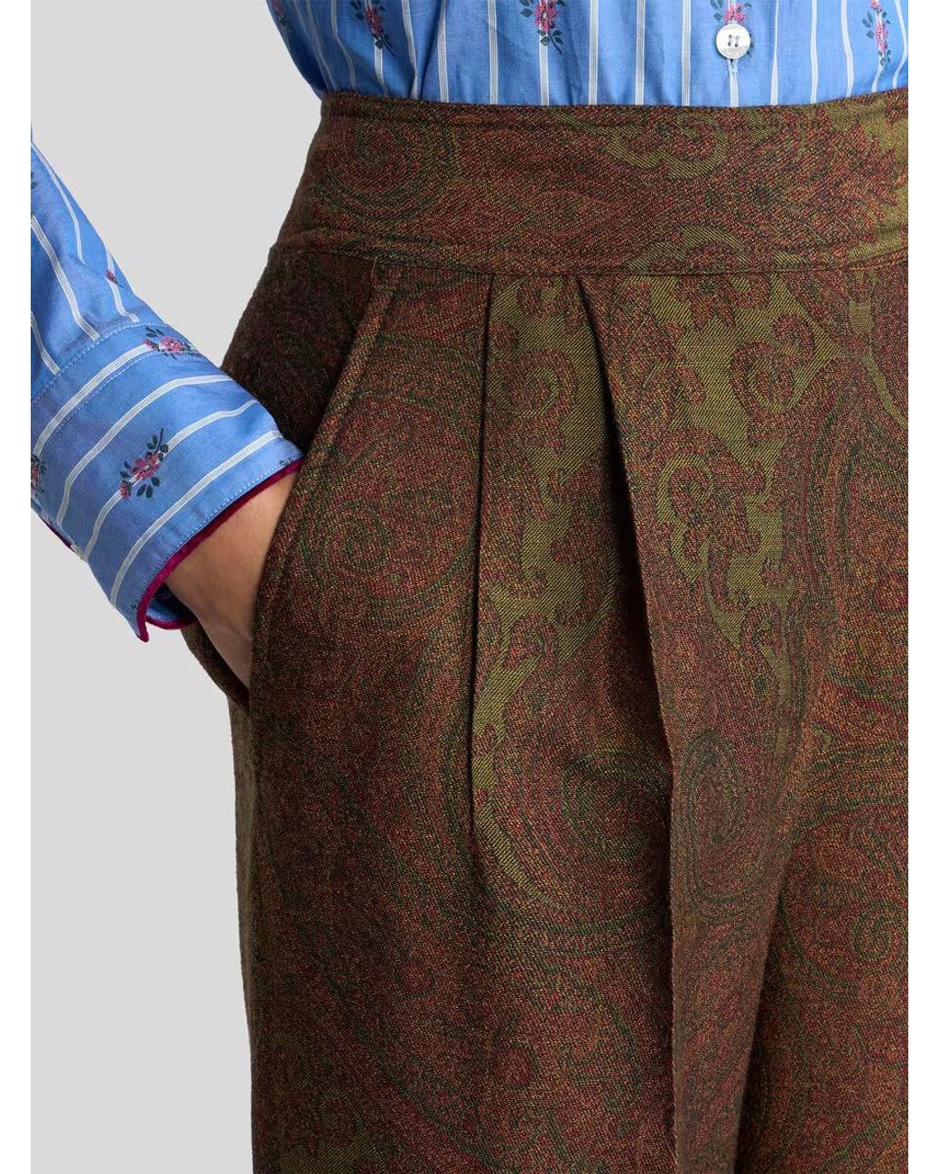 Etro Brown High-Waisted Casual Pants