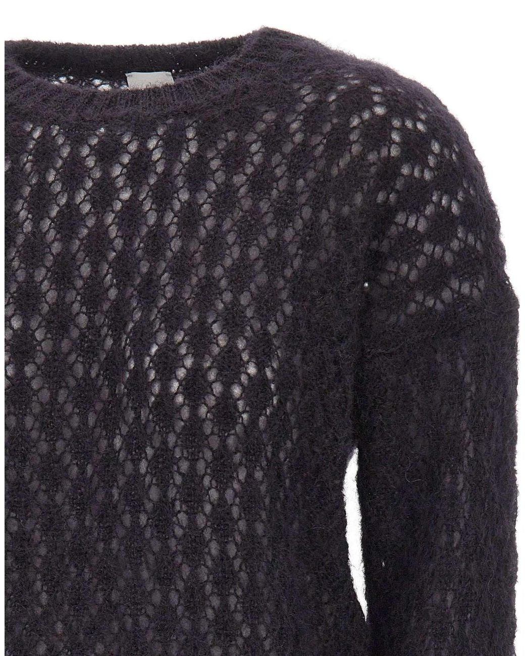 Eleventy Black Open Knit Knitted Sweater