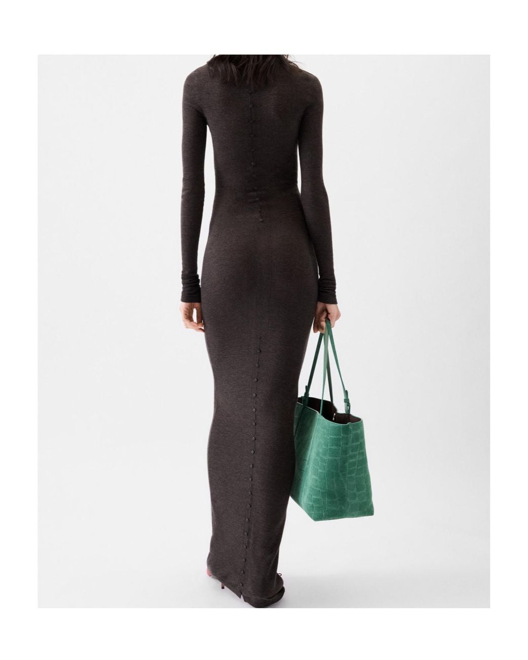jacquemus belted long knit dress Collared Long-Sleeve in Black Plumetis knit maxi dress