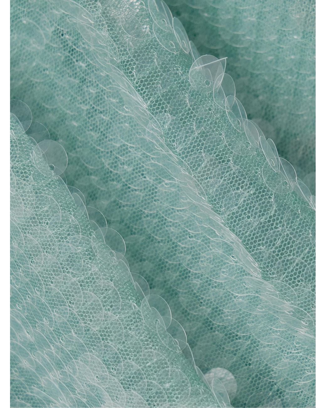 Staud Green Ruched Sequined Tulle Top