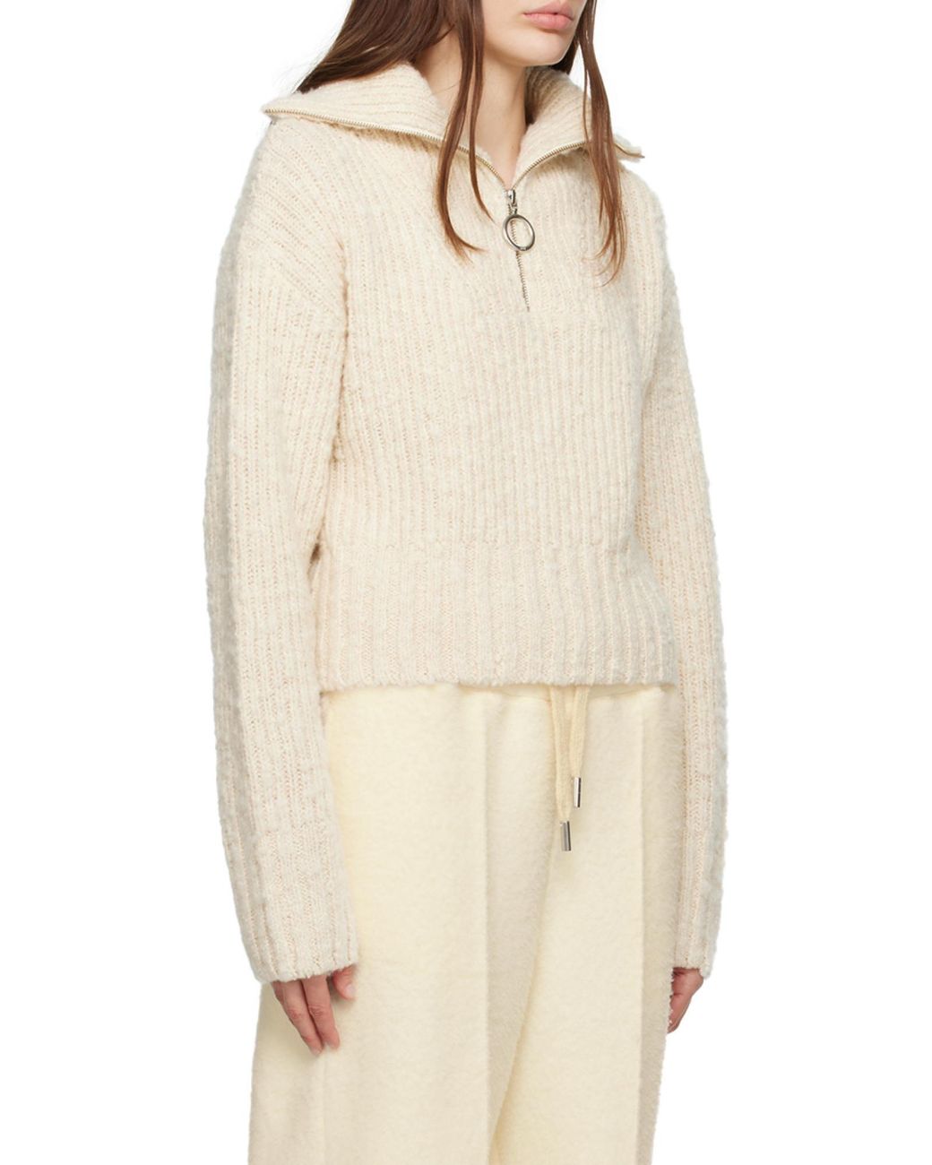 AMI White Ami Half-Zipped Knitted Jumper for men