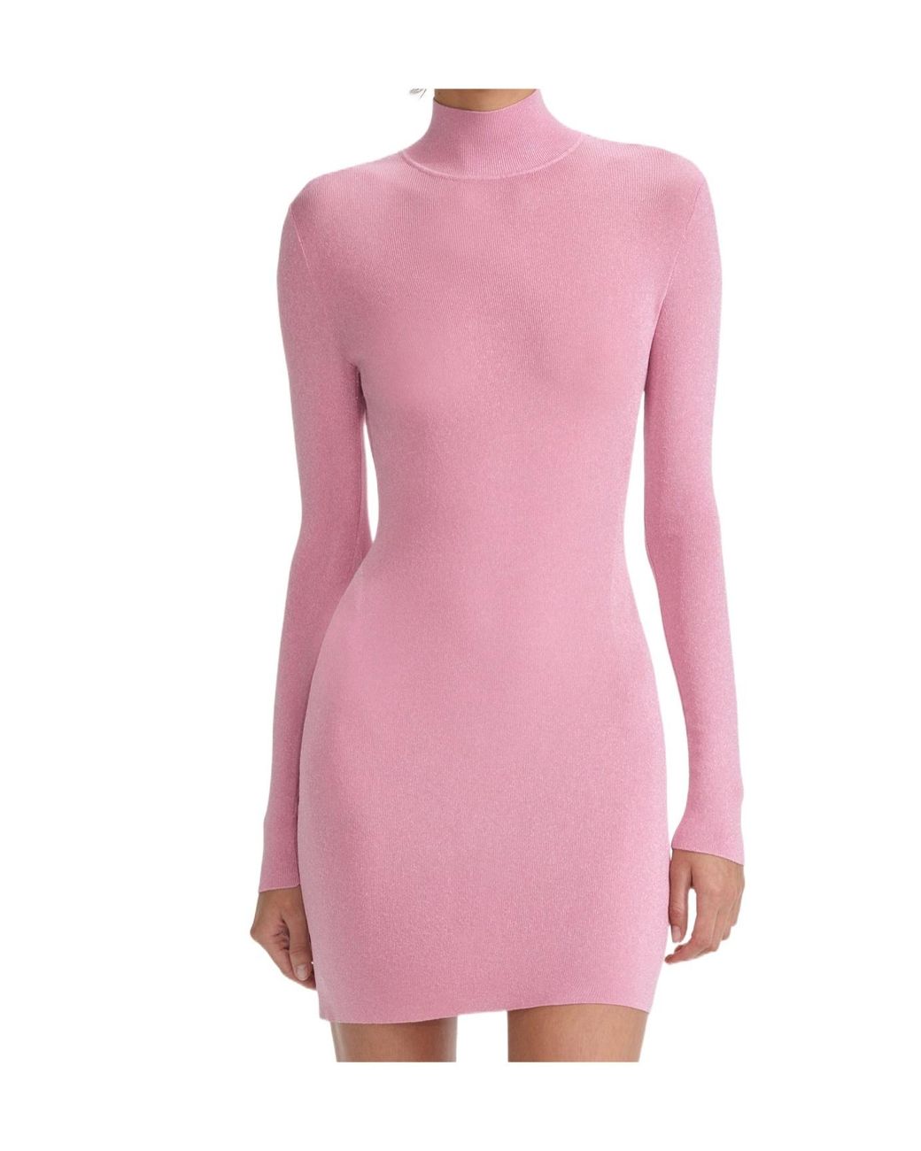 Self-Portrait Pink High-Neck Fitted Dress