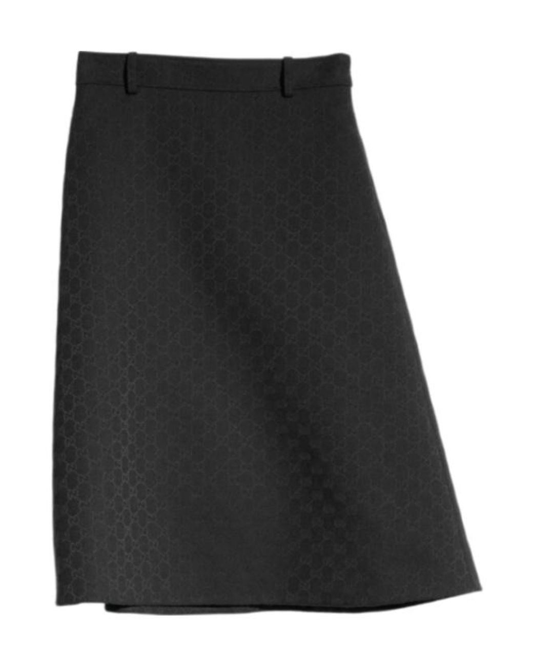 Gucci Black Gg Cotton Blend Midi Skirt