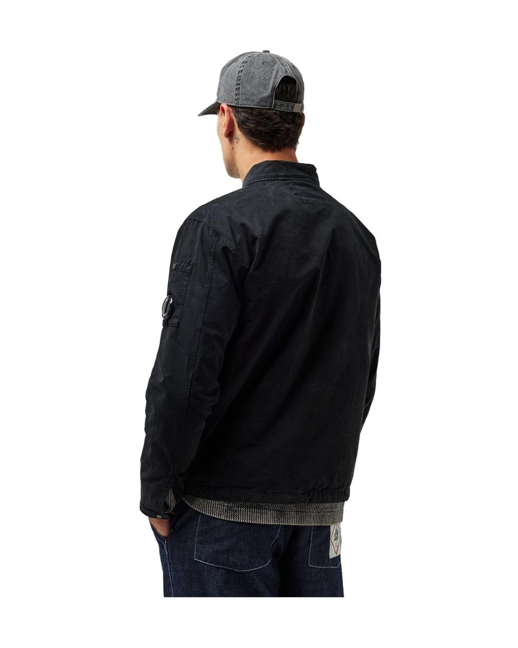 C P Company Black Collared Workwear-Style Shirt Jacket for men