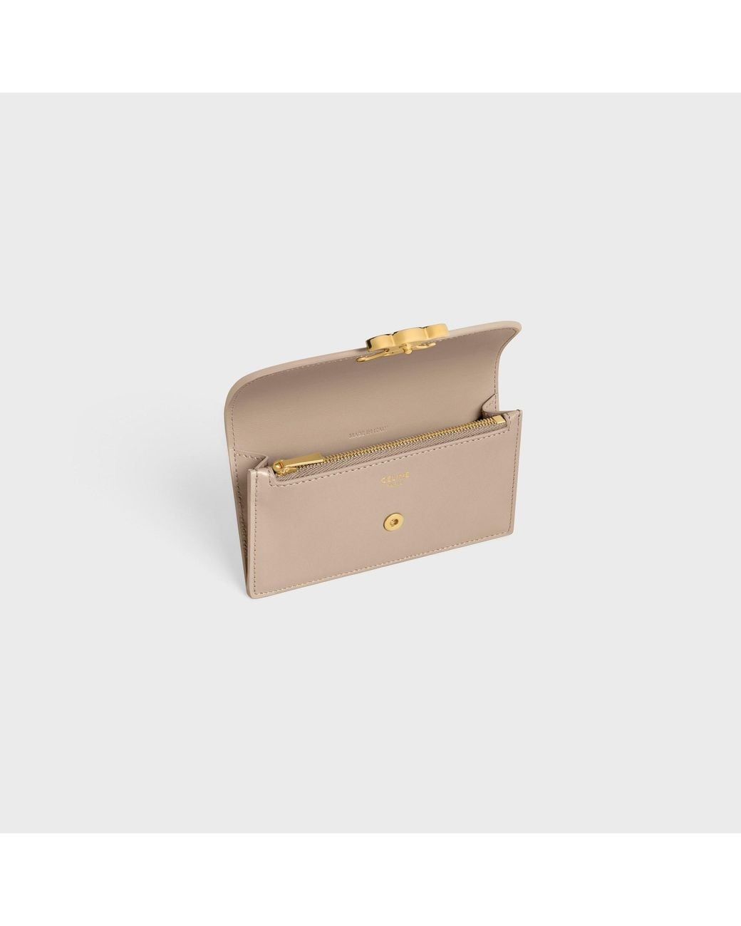 Céline Natural Long Card Holder With Flap Triomphe