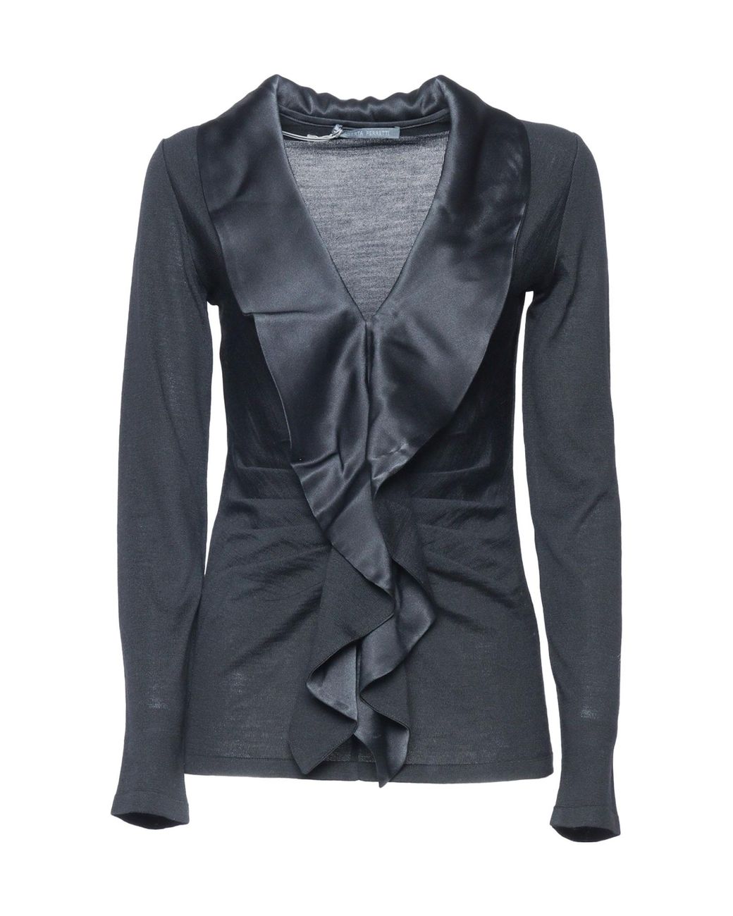 Alberta Ferretti Blue V-Neck Long-Sleeved Blouse