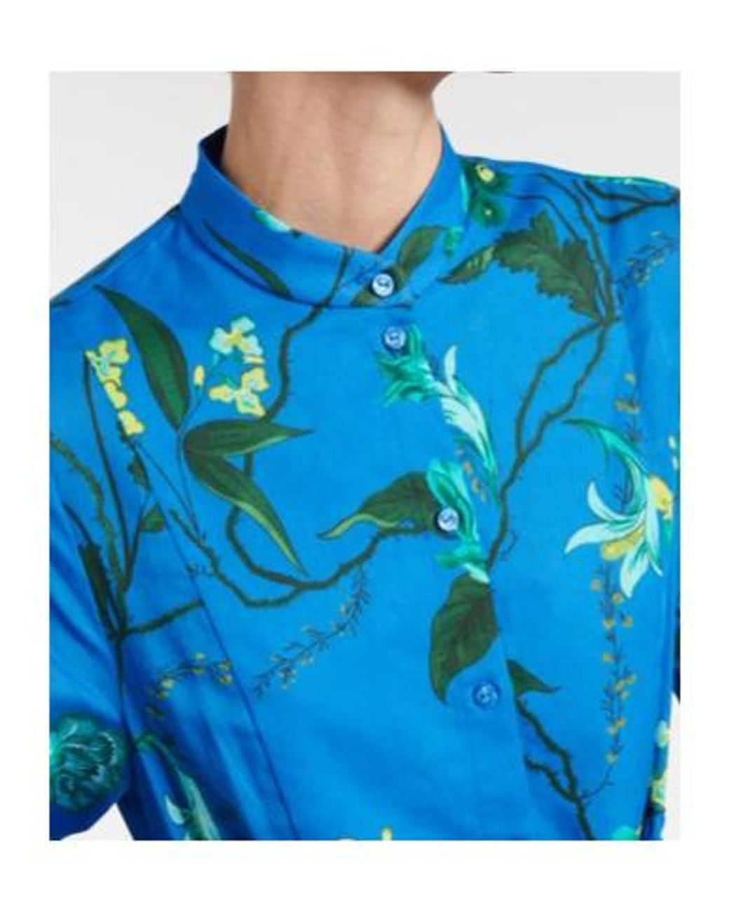 Erdem Blue Floral Cotton And Linen Midi Dress