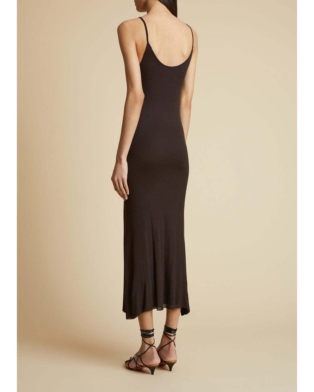 Khaite Brown Leesal Sleeveless Midi Dress