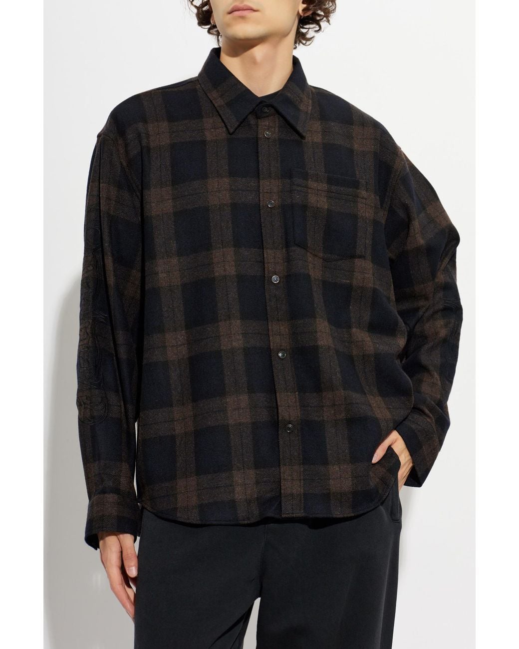 Vetements Black Checked Oversized Shirt for men