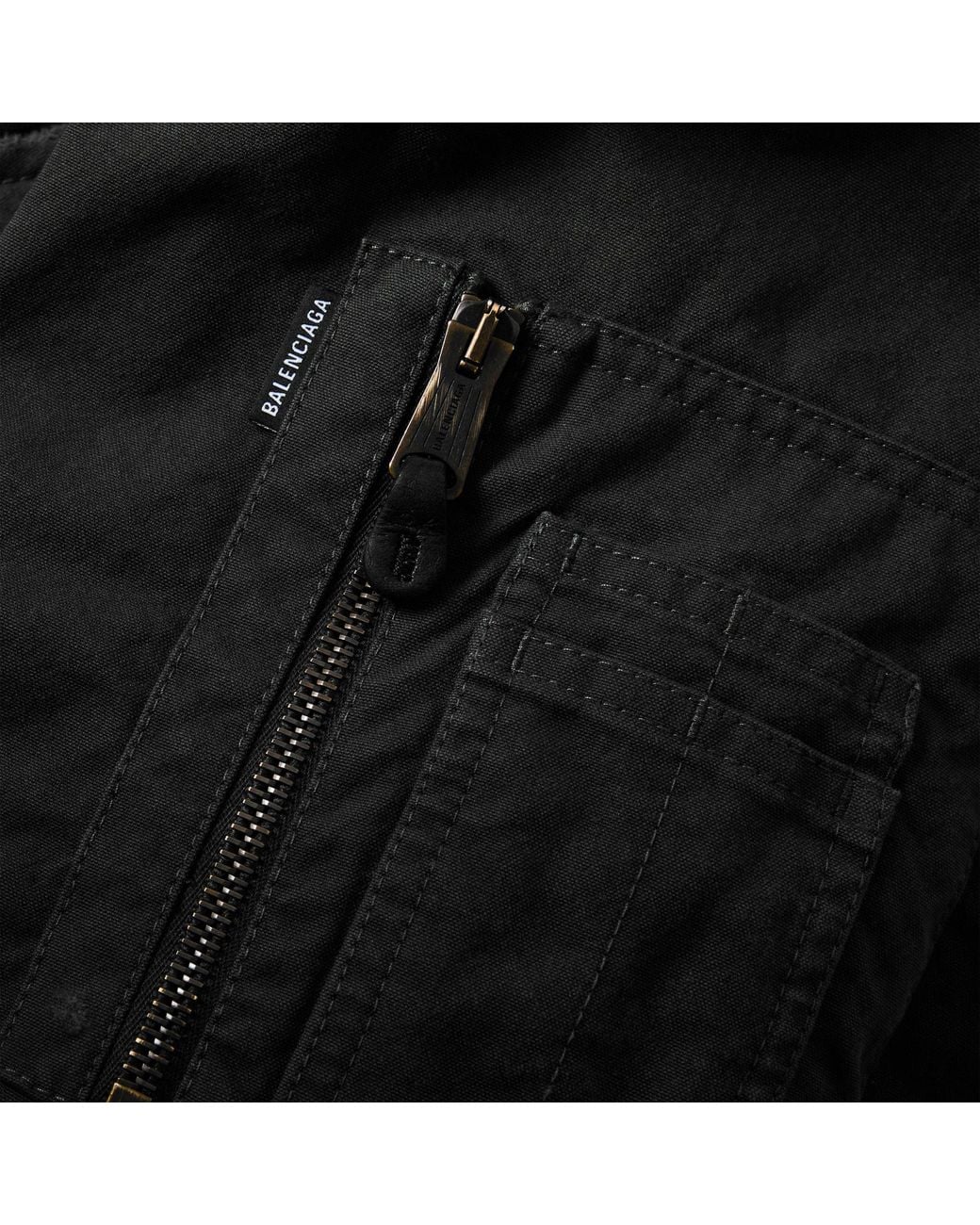 Balenciaga Black Hooded Bomber Jacket for men