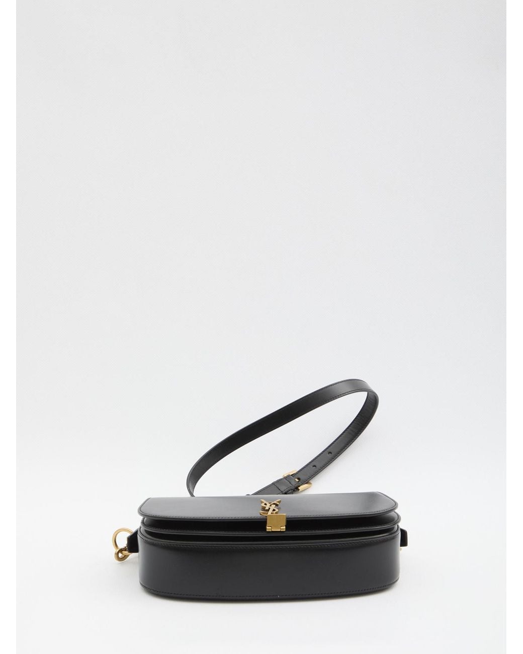 Saint Laurent Black Logo Plaque Foldover Top Tote Bag