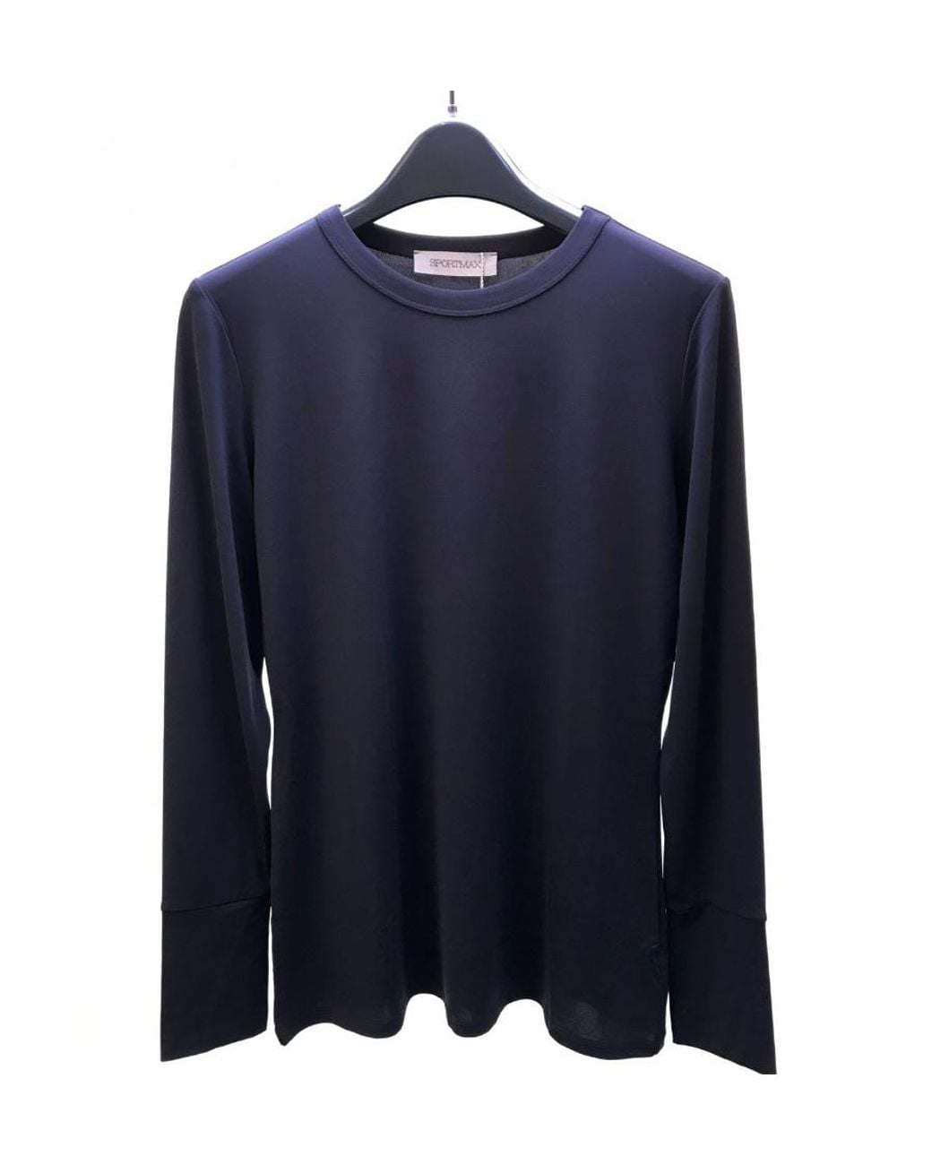 Sportmax Black T-Shirt With Round Neck And Long Sleeves