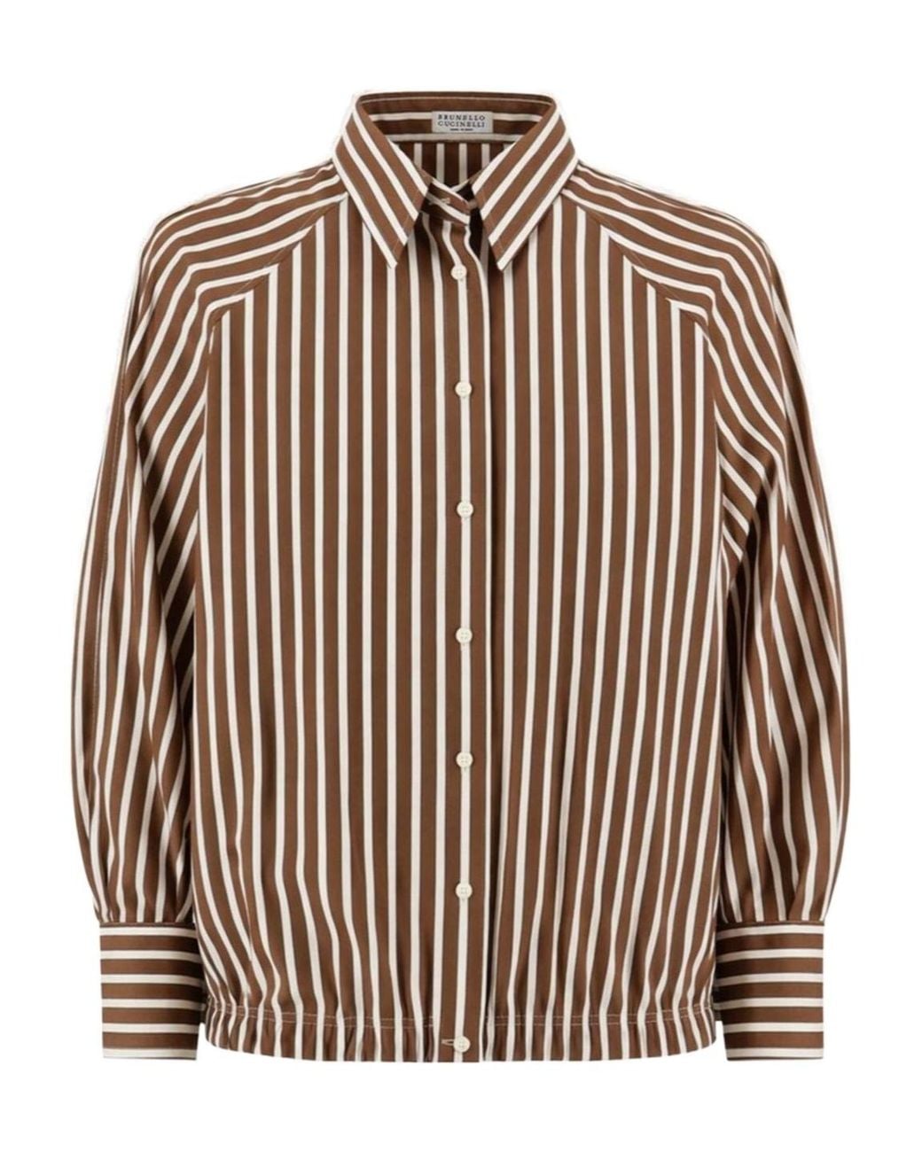 Brunello Cucinelli Brown Striped Long-Sleeve Shirt