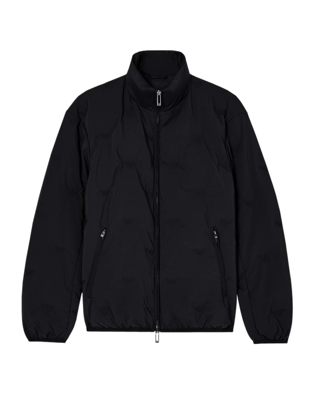 Emporio Armani Blue Inlaid All-Over Micro Eagles Full-Zip Down Jacket for men