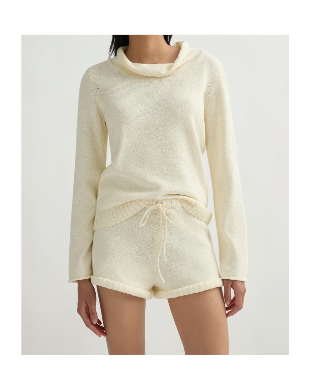 Posse White Teo Ribbed Turtleneck Knitted Sweater