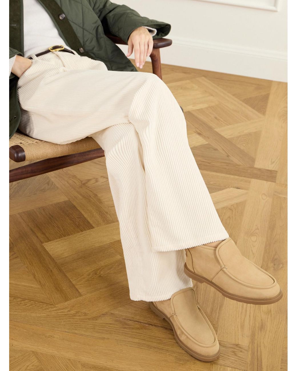 Yves Salomon Natural Suede Ankle Boots