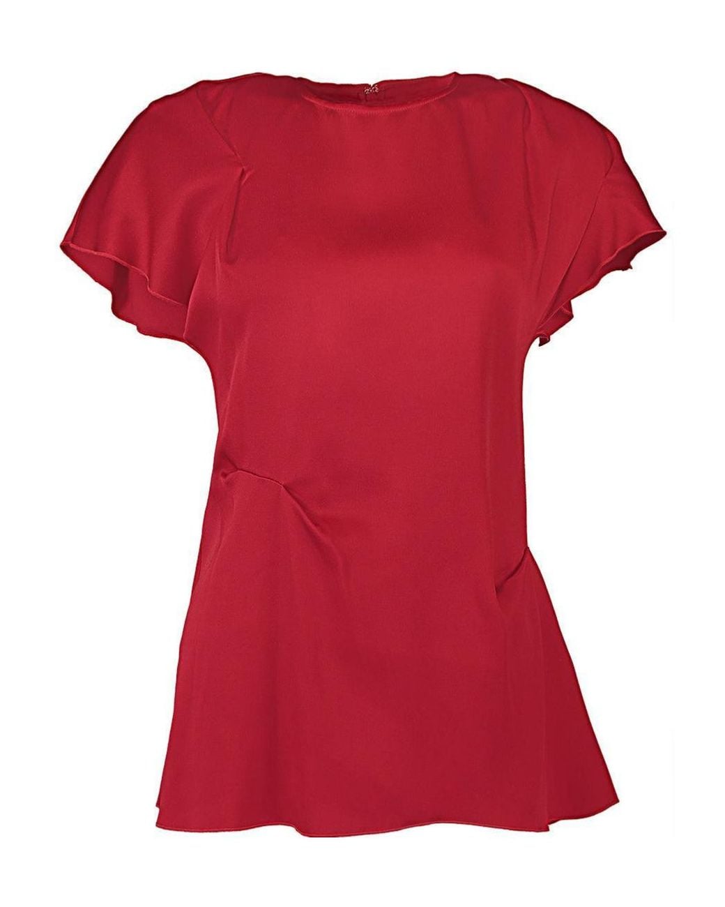 Victoria Beckham Red Draped Ruffle Top