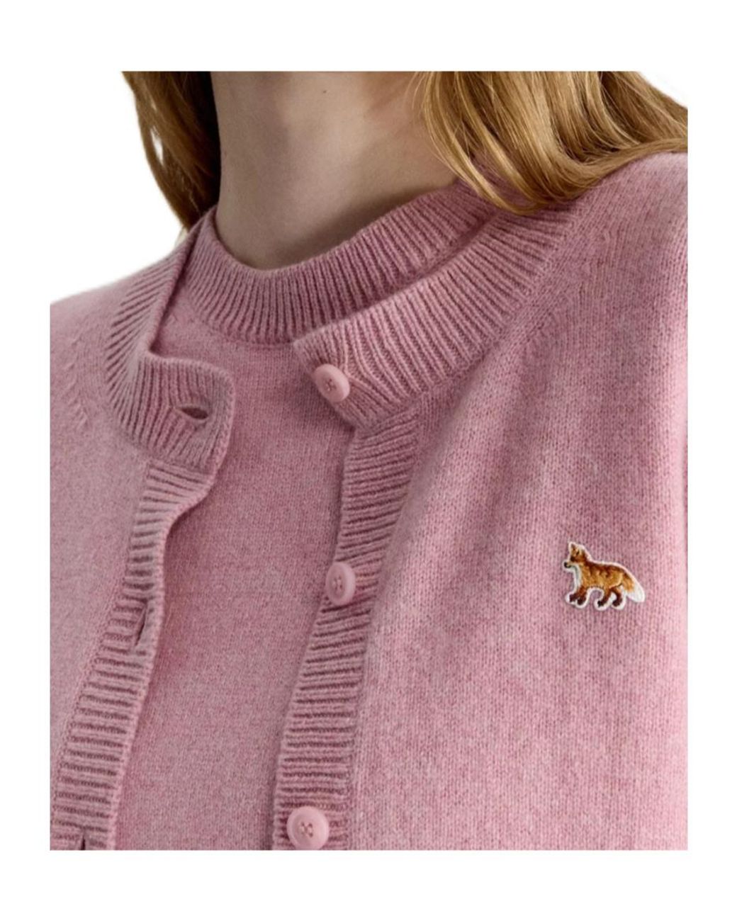 Maison Kitsuné Pink Maison Kitsuné Baby Fox Fitted Cardigan