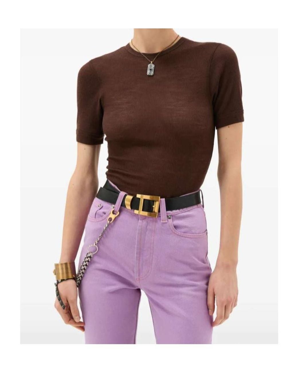Versace Brown Ribbed T-Shirt